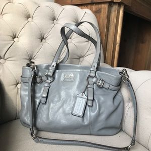 Gray Leather Coach Handbag